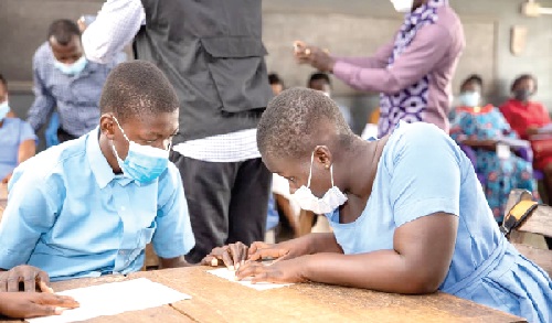Some of the beneficiary visually-impaired students learning together Some of the beneficiary visually-impaired students learning together